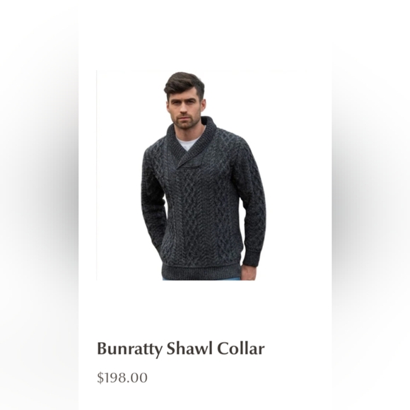 COUNTRY CLASSICS* Bunratty Shawl Neck sweater 100% wool long sleeve XXL men's - Picture 3 of 17